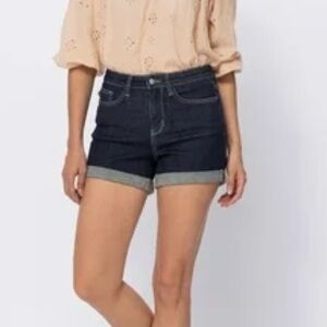 Judy Blue cuffed dark denim shorts